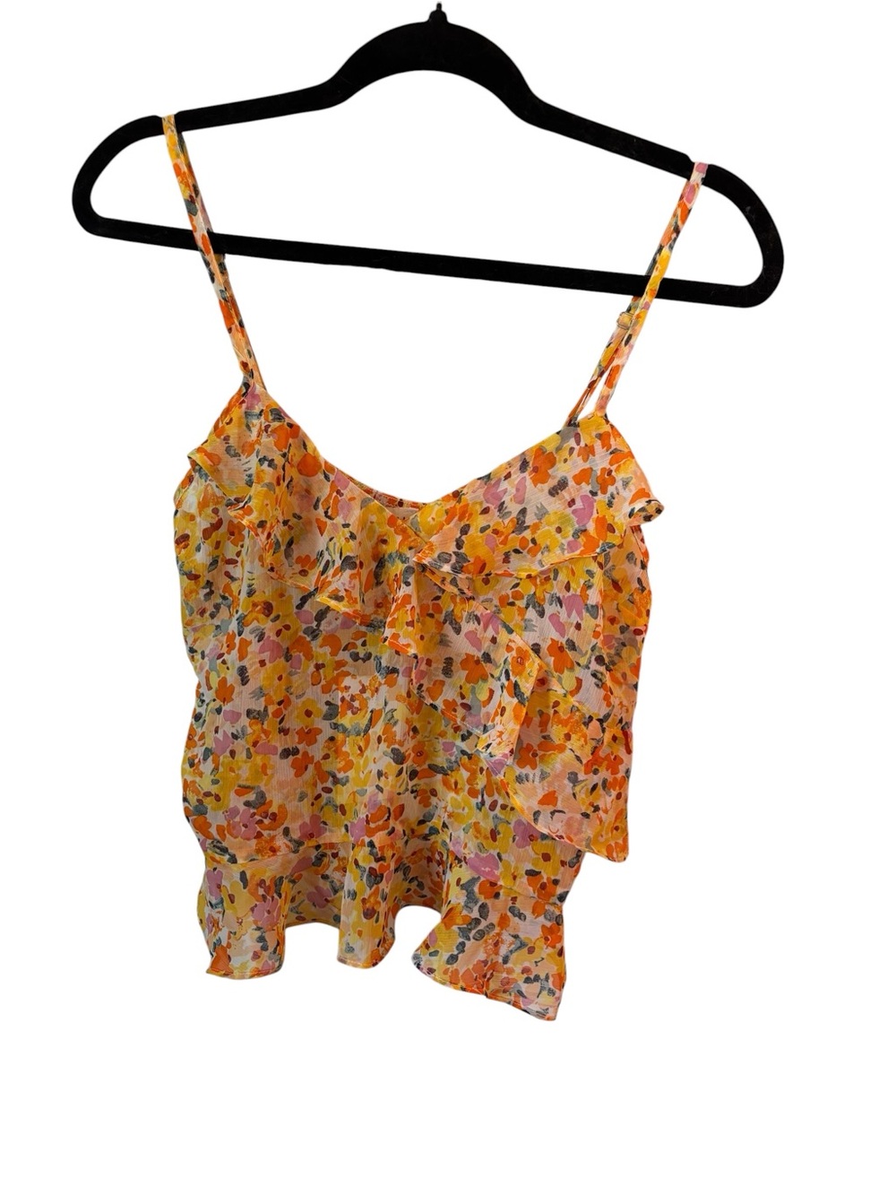 Promesa Yellow Floral Ruffle Camisole -Sz M NWT